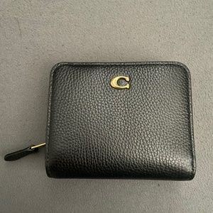 Black leather Coach snap wallet